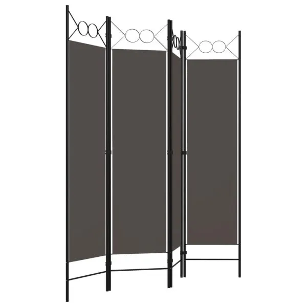 Paravan de cameră cu 4 panouri, antracit, 160×180 cm