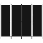 Paravan de cameră cu 4 panouri, negru, 200 x 180 cm