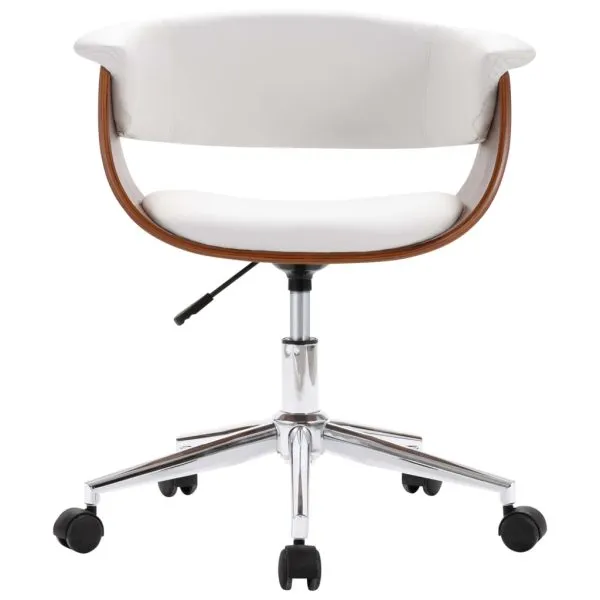 Scaune de bucătărie pivotante, 2 buc., alb, piele artificială