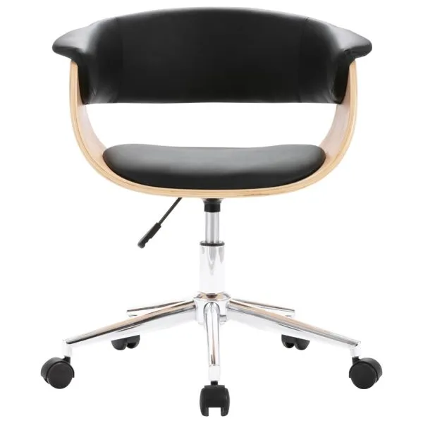 Scaune de bucătărie pivotante, 4 buc., negru, piele ecologică