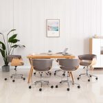 Scaune de sufragerie pivotante, 6 buc., gri taupe, textil