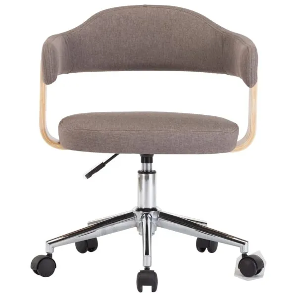 Scaune pivotante masă, 6 buc., gri taupe, lemn curbat & textil