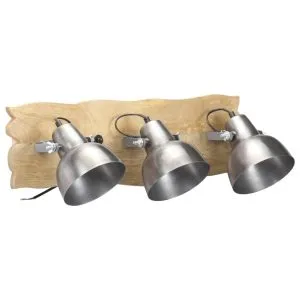 Lampă de perete industrială argintiu 68×23 cm lemn mango E27
