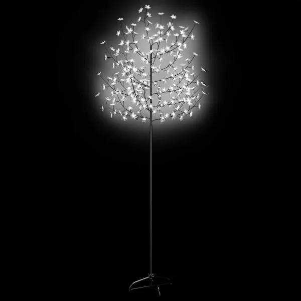 Pom Crăciun, 220 LED-uri alb rece, flori de cireș, 220 cm