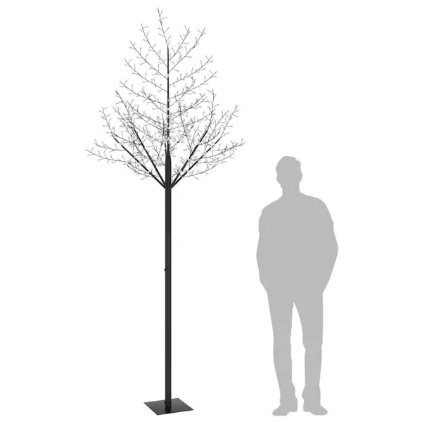 Pom Crăciun, 600 LED-uri lumină albastră, flori de cireș 300 cm