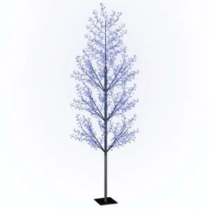 Pom Crăciun, 1200 LED-uri lumină albastră flori de cireș 400 cm