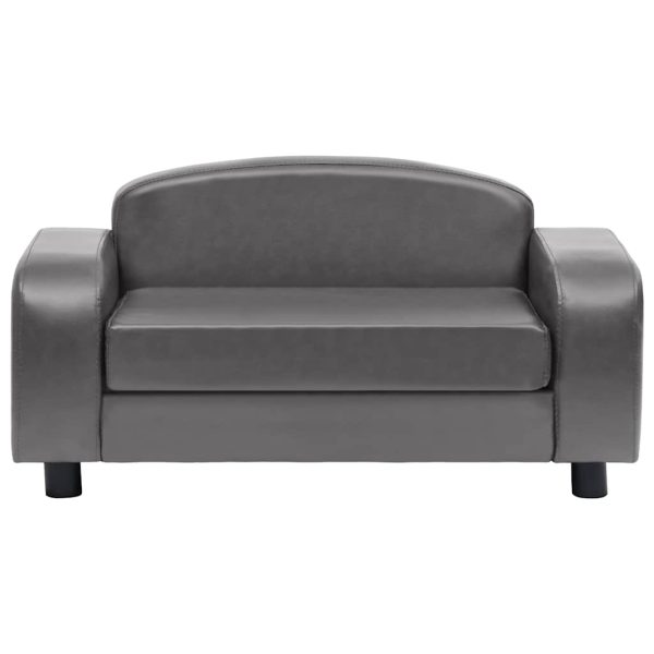 Canapea pentru câini, gri, 80 x 50 x 40 cm, piele ecologică