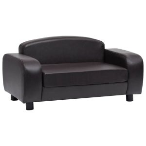 Canapea pentru câini, maro, 80 x 50 x 40 cm, piele ecologică