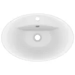 Chiuvetă lux cu preaplin, alb mat, 58,5×39 cm ceramică, oval