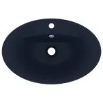 Chiuvetă lux preaplin albastru mat 58,5×39 cm ceramică oval