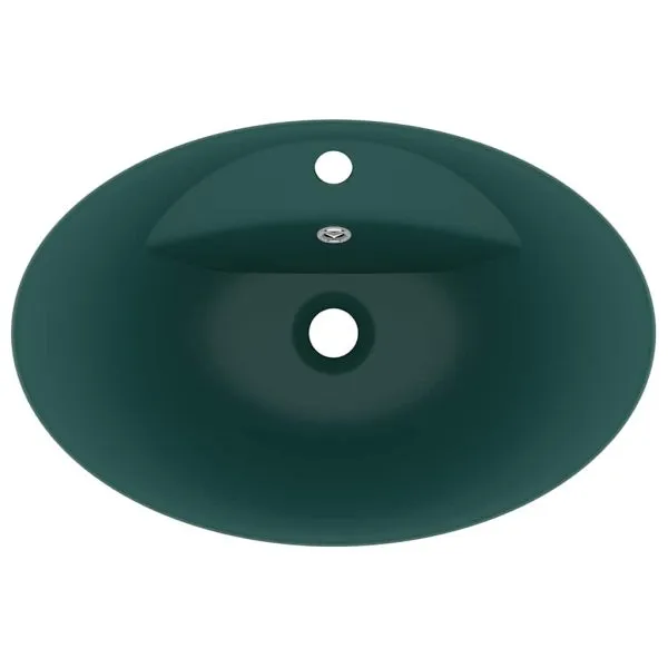 Chiuvetă lux preaplin verde închis mat 58,5×39 cm ceramică oval
