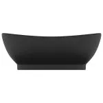 Chiuvetă lux cu preaplin, negru mat, 58,5×39 cm ceramică, oval