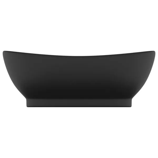 Chiuvetă lux cu preaplin, negru mat, 58,5×39 cm ceramică, oval