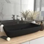Chiuvetă dreptunghiulară de lux, negru mat, 71×38 cm, ceramică
