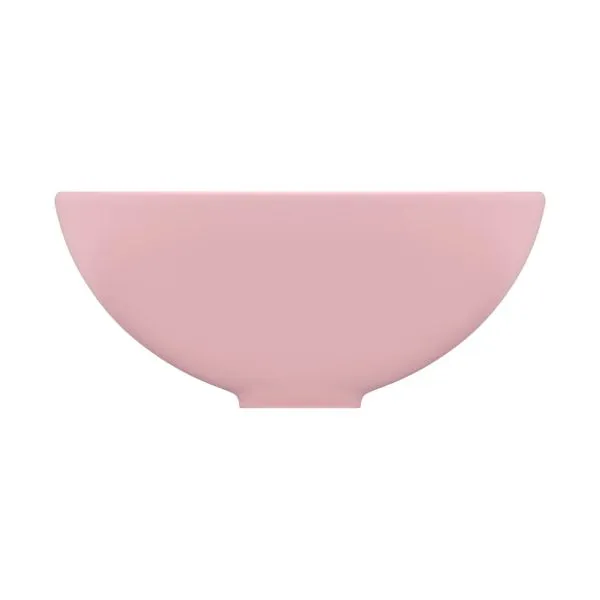 Chiuvetă baie lux, roz mat, 32,5×14 cm, ceramică, rotund