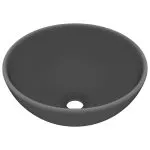 Chiuvetă baie lux, gri închis mat, 32,5×14 cm, ceramică, rotund