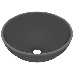 Chiuvetă baie lux, gri închis mat, 32,5×14 cm, ceramică, rotund