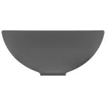 Chiuvetă baie lux, gri închis mat, 32,5×14 cm, ceramică, rotund