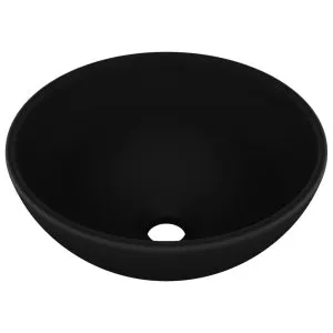 Chiuvetă baie lux, negru mat, 32,5×14 cm, ceramică, rotund