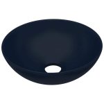 Chiuvetă de baie, albastru închis, ceramică, rotund