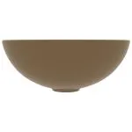 Chiuvetă de baie, crem mat, ceramică, rotund