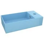 Chiuvetă de baie cu preaplin, albastru deschis, ceramică