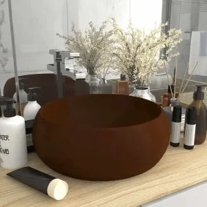 Chiuvetă de baie lux maro închis mat 40×15 cm ceramică rotund