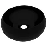 Chiuvetă baie lux, negru mat, 40×15 cm, ceramică, rotund