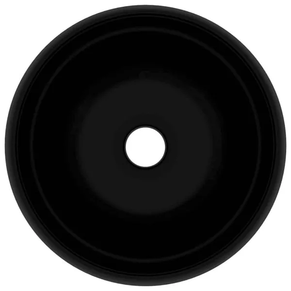 Chiuvetă baie lux, negru mat, 40×15 cm, ceramică, rotund