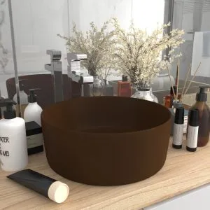 Chiuvetă de baie lux maro închis mat 40×15 cm ceramică rotund