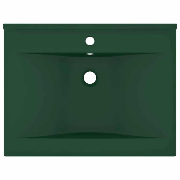 Chiuvetă baie lux, orificiu robinet verde mat 60×46 cm ceramică