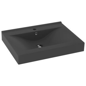Chiuvetă baie lux orificiu robinet gri mat 60×46 cm ceramică
