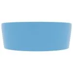 Chiuvetă de lux cu preaplin, bleu mat, 36×13 cm, ceramică