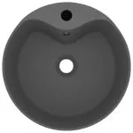 Chiuvetă de lux cu preaplin, gri închis mat, 36×13 cm, ceramică