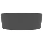 Chiuvetă de lux cu preaplin, gri închis mat, 36×13 cm, ceramică