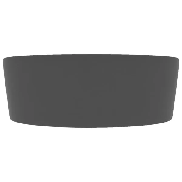 Chiuvetă de lux cu preaplin, gri închis mat, 36×13 cm, ceramică