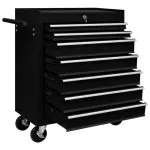 Cărucior de scule pentru atelier cu 7 sertare, negru