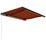 Copertină retractabilă manual, portocaliu & maro, 450×300 cm