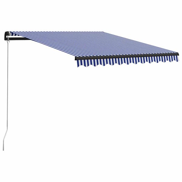 Copertină retractabilă manual cu LED, albastru/alb, 350×250 cm