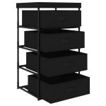 Raft de depozitare cu 4 coșuri textile, negru, oțel