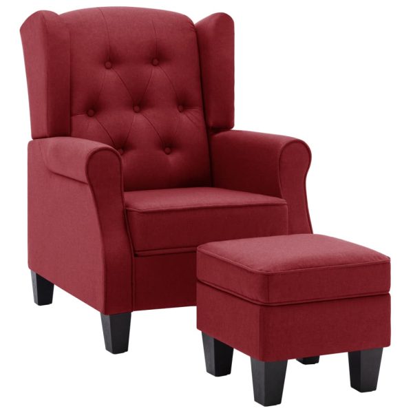 Fotoliu cu taburet pentru picioare, roșu vin, material textil
