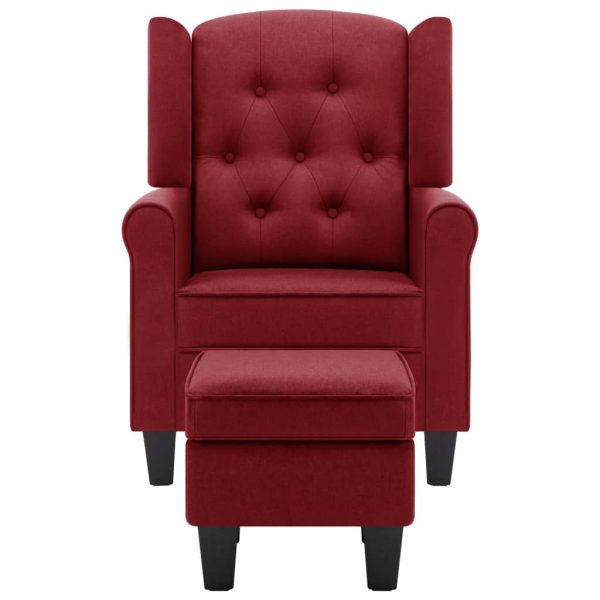 Fotoliu cu taburet pentru picioare, roșu vin, material textil