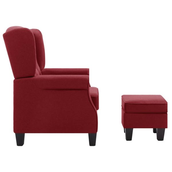 Fotoliu cu taburet pentru picioare, roșu vin, material textil