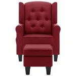 Fotoliu de masaj cu taburet, roșu vin, material textil