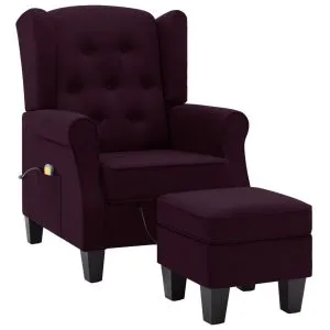 Fotoliu de masaj cu taburet, violet, material textil