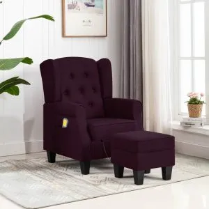 Fotoliu de masaj cu taburet, violet, material textil