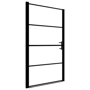 Ușă de duș, negru, 91 x 195 cm, sticlă securizată mată