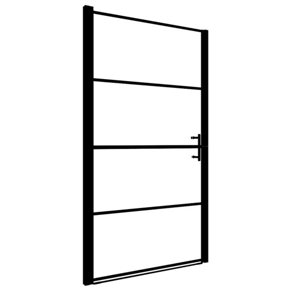 Ușă de duș, negru, 91 x 195 cm, sticlă securizată mată