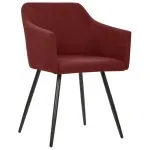 Scaune de bucătărie, 2 buc., roșu vin, material textil