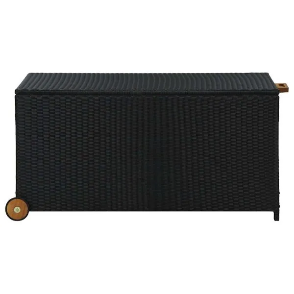 Ladă de depozitare de grădină, negru, 120x65x61 cm, poliratan